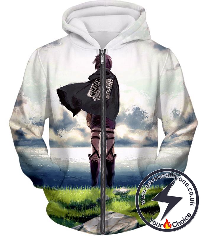 Attack on Titan Super Cool Survey Corp Soldier Awesome Anime Promo Graphic Zip Up Hoodie